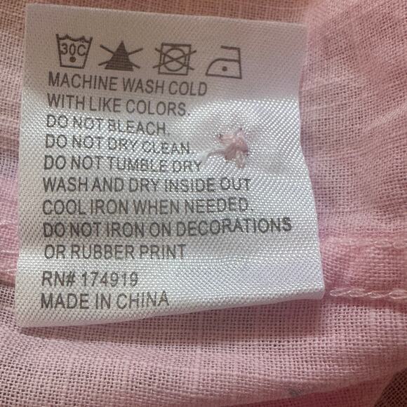 VINTAGE SUMMER SWIMWEAR COTTON BUTTON UP COLLARED SHIRT IN PINK NWT SIZE LARGE‎ - Picture 6 of 10